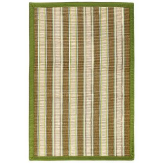 Shore Green/ Light Brown Stripe Bamboo Rug (6 X 9)