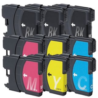 Brother Lc61 3x Bk, 2xcym Compatible Ink Cartridge Set (remanufactured) (pack Of 9)