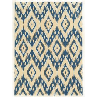 Trio Collection Ikat Ivory/ Blue Area Rug (2 X 3)