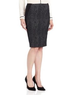 ELIE TAHARI Women's Kelsa Graphic Speckle Tweed Pencil Skirt, Black/White, 0