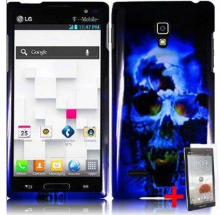 LG OPTIMUS L9 MS769 EVIL BLUE SKULL COVER SNAP ON HARD CASE + SCREEN PROTECTOR from [ACCESSORY ARENA] Cell Phones & Accessories