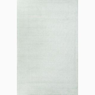Hand made Solid Pattern Blue Wool/ Art Silk Rug (8x10)