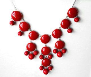 Charms Smooth Red Bubble Necklace, handmade Bib Necklace, statement Bubble Necklace