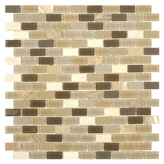 Somertile 11.25x11.75 View Mini Subway Crest Glass And Stone Mosaic Tile (pack Of 16)