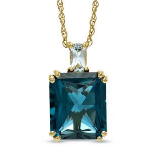 Radiant Cut London and Sky Blue Topaz Pendant in Sterling Silver with