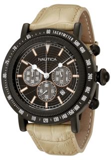 Nautica N17511G  Watches,Mens Chronograph Beige Leather, Chronograph Nautica Quartz Watches