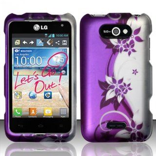 For LG Motion 4G MS770/P870 (MetroPCS) Rubberized Design Cover   Purple/Silver Vines Cell Phones & Accessories