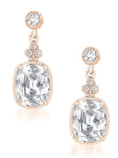 Rose Gold & CZ Geometric Drop Earrings by Genevive Jewelry