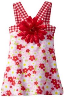 Flap Happy Baby Girls Infant Contrast V Dress with Flower Clip Clothing