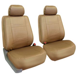Fh Group Tan Pu Leather Front Bucket Covers (set Of 2)