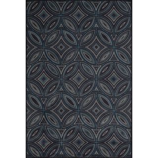 Settat Black Geometric Wool Area Rug (710x11)