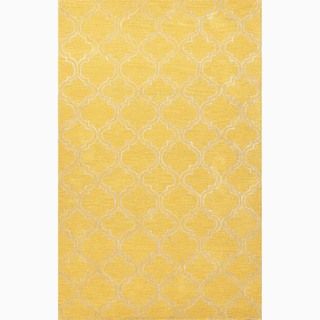 Handmade Yellow/ Ivory Wool/ Art Silk Durable Rug (36 X 56)