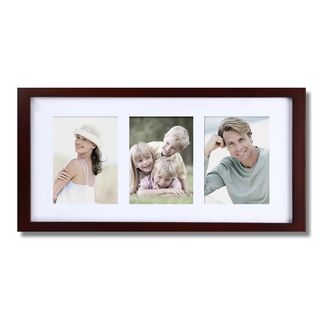 Adeco Adeco 3 opening Walnut Matted Wooden Wall Hanging Collage Photo Frame Brown Size 4x6
