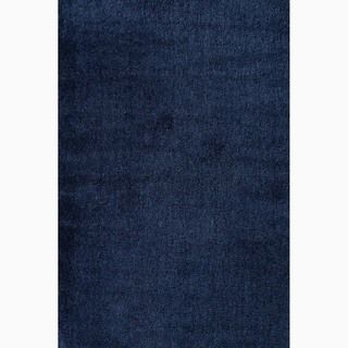 Hand made Solid Pattern Blue Polyester Rug (4x6)