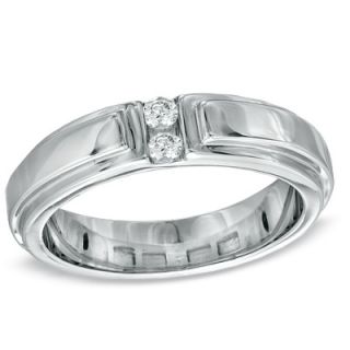 Mens Diamond Accent Wedding Band in 10K White Gold   Zales