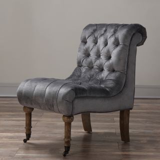 Vivi Grey Velvet Slipper Chair