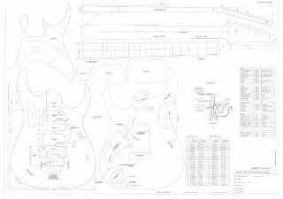 Ibanez Electric Guitar Plans   Full Scale technical design drawings   Jem 777  Actual Size Plans 