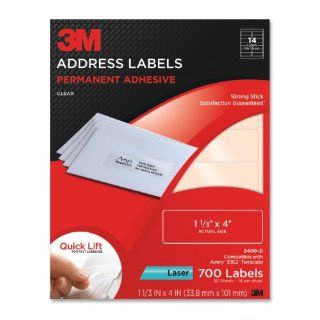 3M Permanent Adhesive Address Labels, 1.33 x 4 Inches, Clear, 700 per Pack (3400 D) 