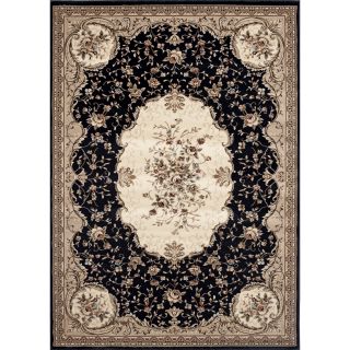 Traditional Savonnerie Black Area Rug (4 X 53)