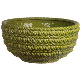 Privilege Green Braided Ceramic Decorative Bowl