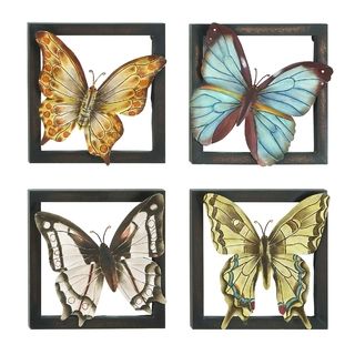 Assorted Butterfly Theme Metal Wall Decor (set Of 4)