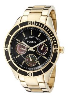 Fossil ES2784  Watches,Womens Stella Black Dial Gold Tone Ion Plated Stainless Steel, Casual Fossil Quartz Watches