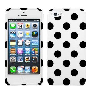 Black Polka Dots/White Image Hard Plastic Phone Cover Case for Apple iPhone 5 Cell Phones & Accessories