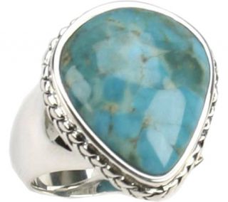 Barse Teardrop Turquoise Rope Ring BASIR11T01