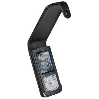 iGadgitz Black Genuine Leather Case Cover for Sony Walkman NWZ S765 Series Video  Player (NWZ S765B, NWZ S765W)   Players & Accessories