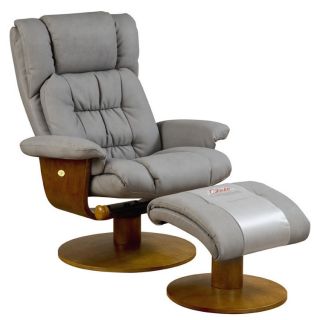 Comfort Chair In Gun Metal Nubuck Bonded Leather With Ottoman