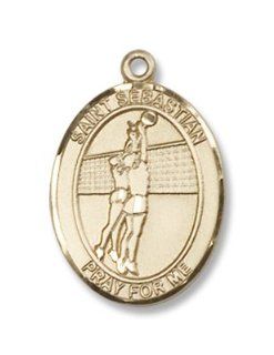 St. Sebastian Sports Volleyball 14KT Gold Medal Patron Saint of Athletes Jewelry