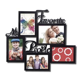 Adeco My Favorite People 5 opening Black Plastic Wall Hanging Collage Picture Photo Frame Black Size 4x6