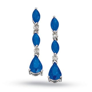 Pear Shaped and Marquise Sapphire Dangle Earrings in 10K White Gold