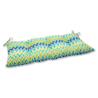 Pillow Perfect Zulu Blue/ Green Wrought Iron Loveseat Outdoor Cushion