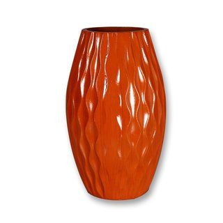 Decorative 12 inch Orange Wood Vase