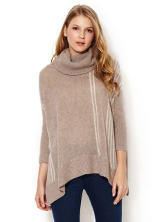 Mia Striped Cashmere Turtleneck Poncho by Sea Bleu Cashmere