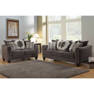 Furniture Of America Philippe 2 piece Contemporary Chenille Fabric Upholstered Sofa And Loveseat Set