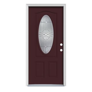 ReliaBilt Oval Lite Prehung Inswing Steel Entry Door (Common 36 in x 80 in; Actual 37.5 in x 81.75 in)