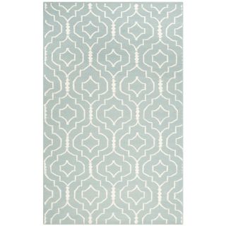 Safavieh Hand woven Moroccan Dhurrie Light Blue/ Ivory Contemporary Wool Rug (4 X 6)