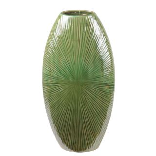 Privilege Large Green Flat Ceramic Vase