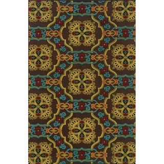 Indoor/ Outdoor Antimicrobial Brown/ Multi Area Rug (53 X 76)