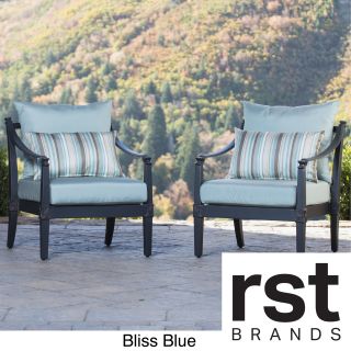 Rst Brands Astoria Aluminum Outdoor Club Chairs With Cushions (set Of 2) Blue Size 2 Piece Sets
