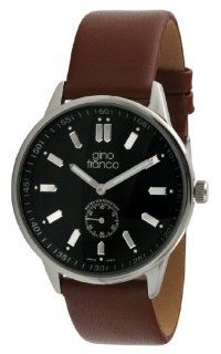 gino franco Men's 992TN Round Stainless Steel Genuine Leather Strap Watch at  Men's Watch store.