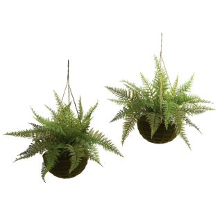 Indoor/ Outdoor Leather Fern And Planter Set (set Of 2)
