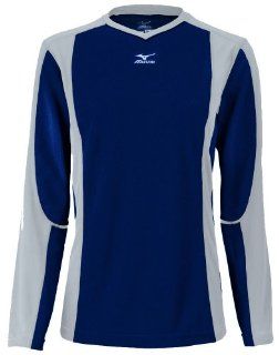 Mizuno Women's Hitter's Warm Up Long Sleeve Volleyball Jersey, Navy Grey, X Small  Sports & Outdoors