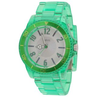 Oasis Womens  Clear Strap Green Toy Watch      Clothing