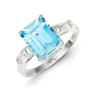 SS Blue Topaz Ring. Metal Wt  2.770g Jewelry
