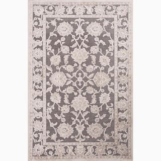 Hand made Gray/ Ivory Art Silk/ Chenille Transitional Rug (2x3)