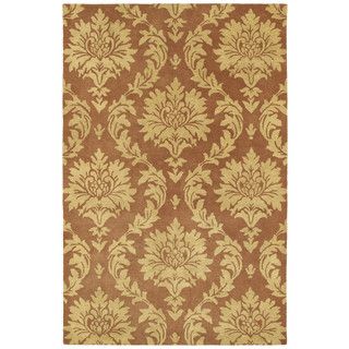 Swanky Salmon Damask Wool Rug (8 X 11)