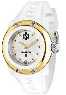 Glam Rock GR64005  Watches,Womens Miss Miami Beach Silver Guilloche Dial White Silicone, Casual Glam Rock Quartz Watches